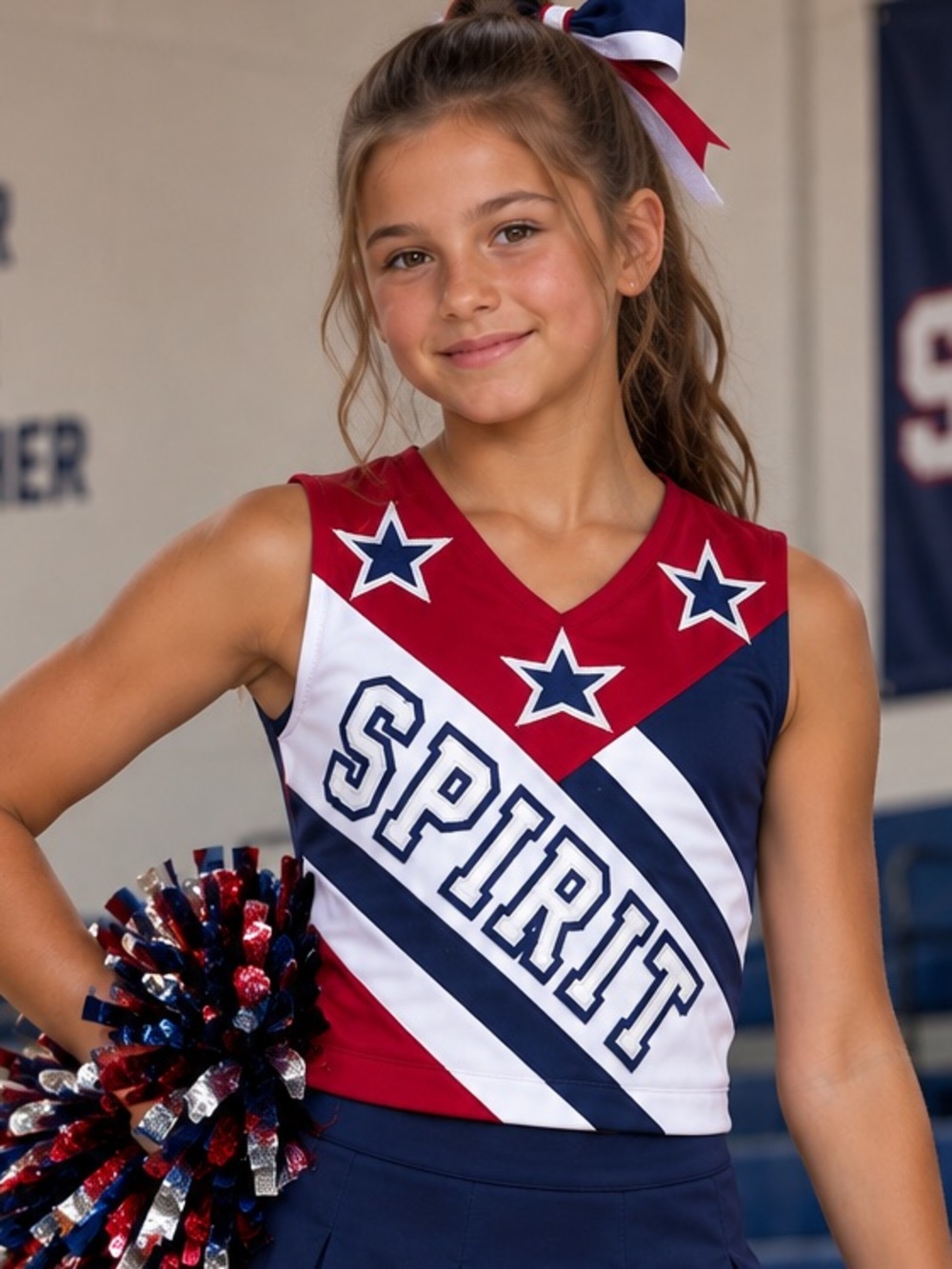 Vintage “SPIRIT” Cheerleader Uniform Top Red White Blue Cheerleader Supply Co